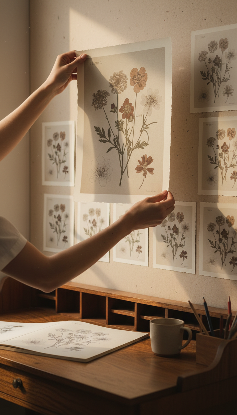 Botanical still life museum-grade print in use