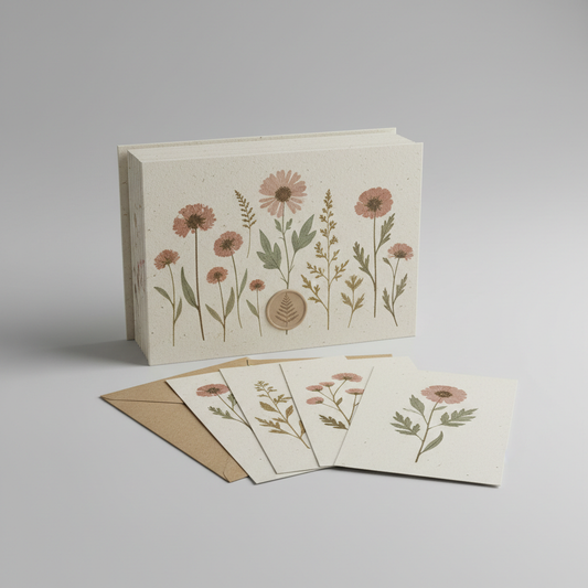Portfolio featuring a muted wildflower print on tactile, cream-colored paper from the "Botanical Studies" collection:...
