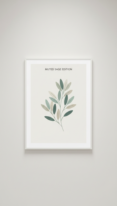 Unframed botanical art print — Muted Sage Edition, Default to straight-on shots at eye-level for prints hung on wall; for...