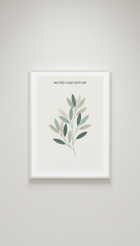 Unframed botanical art print — Muted Sage Edition, Default to straight-on shots at eye-level for prints hung on wall; for...
