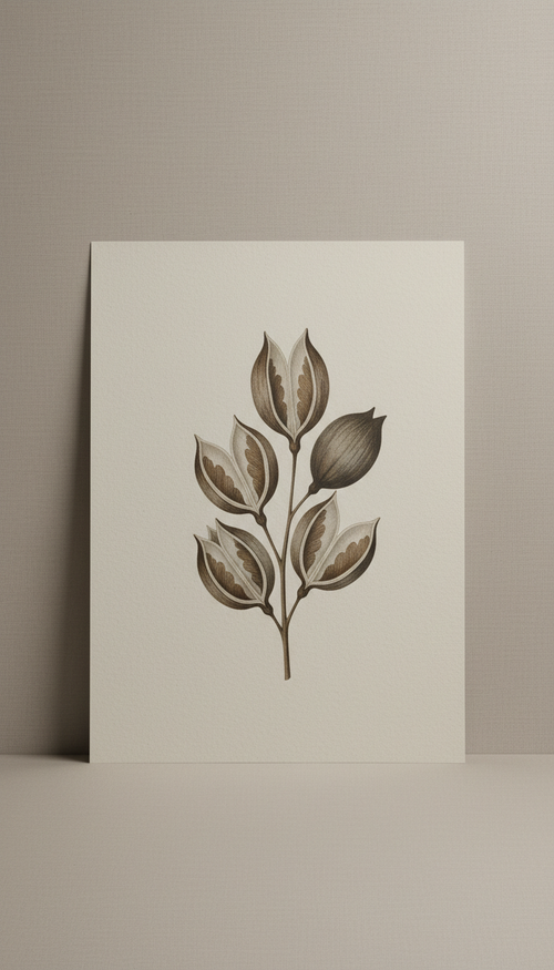 Seed Pod Study archival cotton rag print, Three-quarter overhead angle preferred for prints, allowing both the texture of...