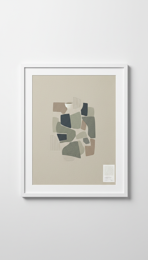 Gallery White Minimalist limited edition art print, Art prints displayed flat or upright at a gentle angle (about 15°–25°)...