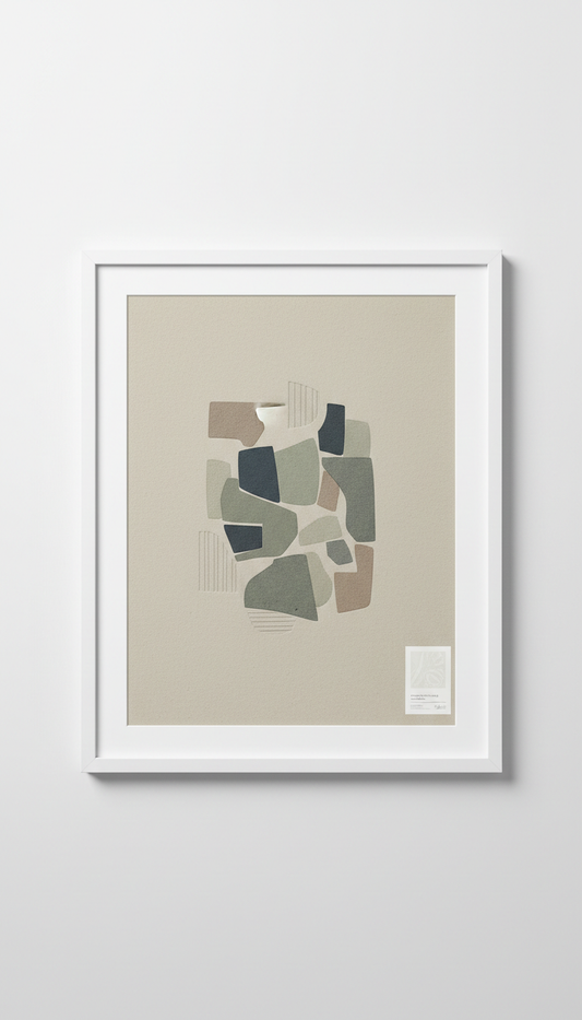 Gallery White Minimalist limited edition art print, Art prints displayed flat or upright at a gentle angle (about 15°–25°)...
