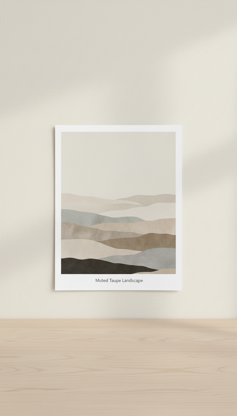 Landscape Print in Muted Taupe in a new setting