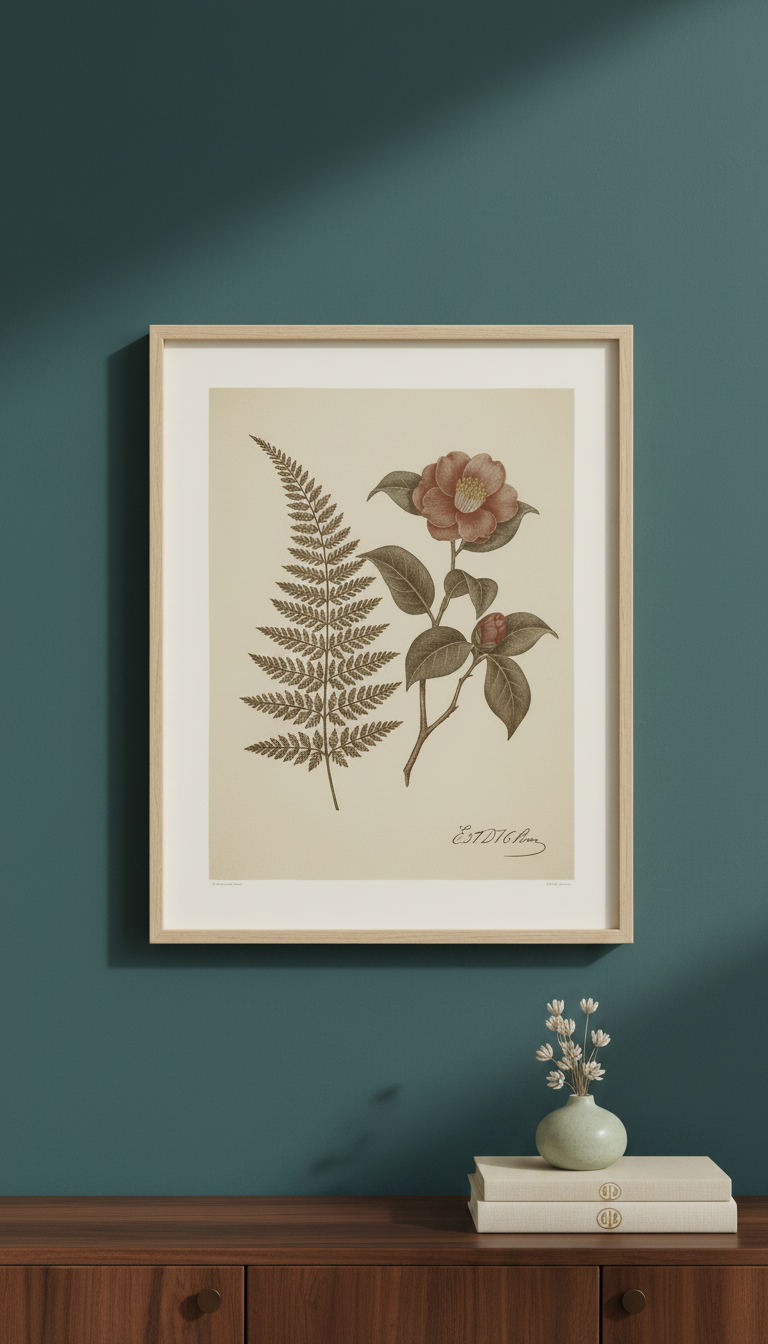 Hand-Signed Botanical Lithograph in a new setting