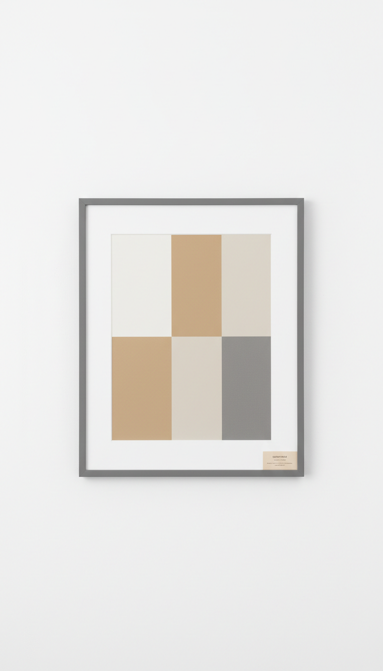 Limited edition contemporary color block print in soft graphite frame, Three-quarter frontal angle as default: artwork...