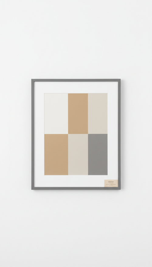 Limited edition contemporary color block print in soft graphite frame, Three-quarter frontal angle as default: artwork...