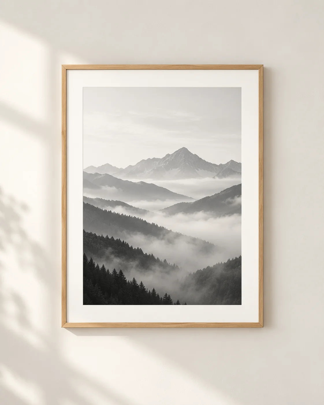 Nature landscape framed poster in a neutral interior