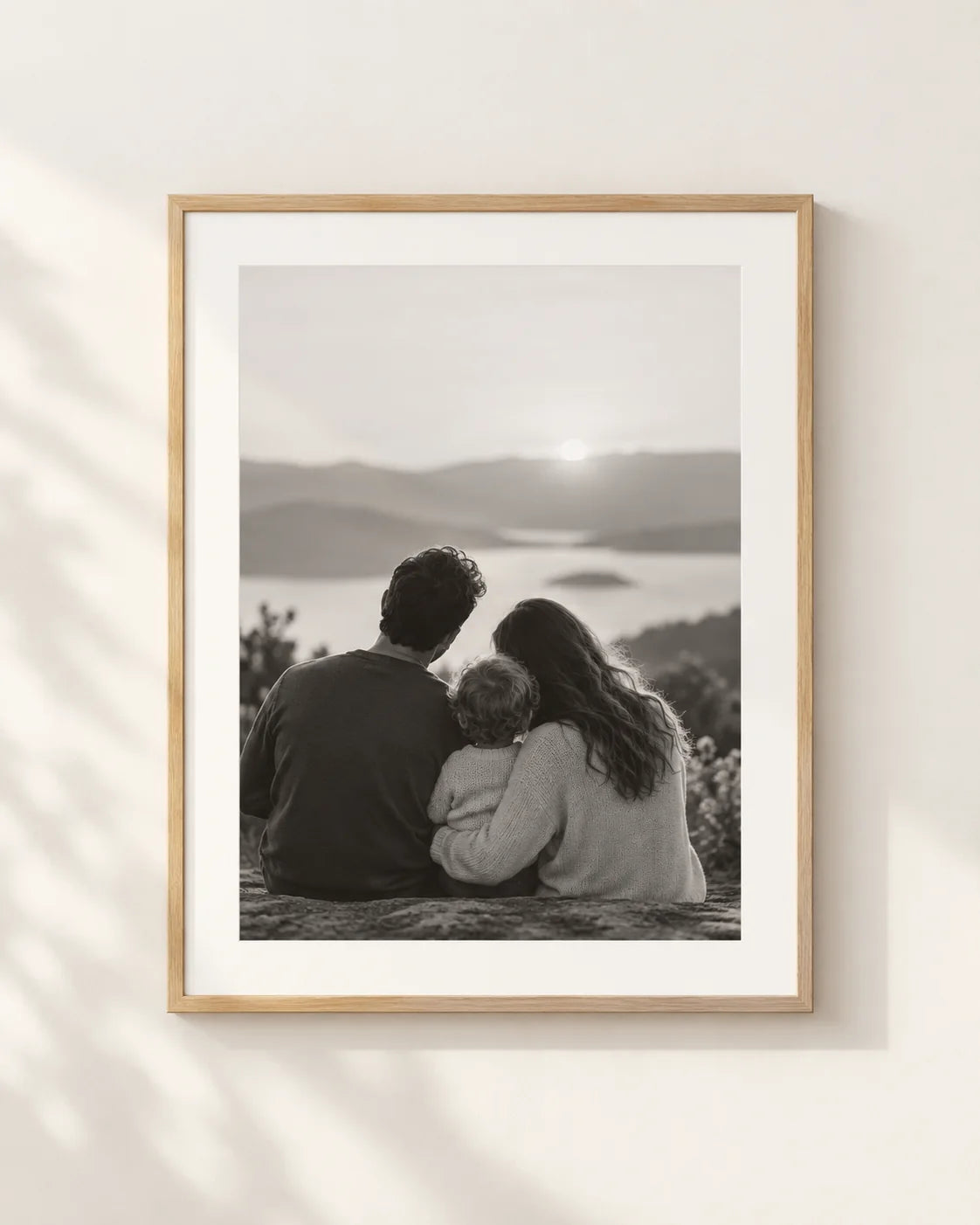 Personalized family framed poster in a neutral interior